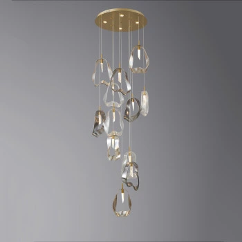 Люстра 5515/12P Brushed brass Mix glass
