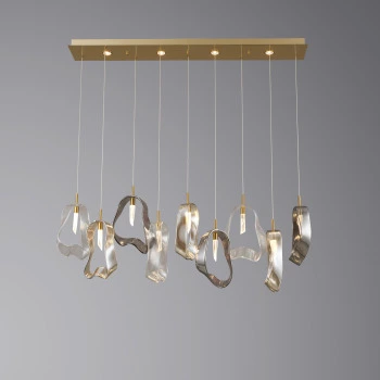 Люстра 5515/9L Brushed brass Mix glass