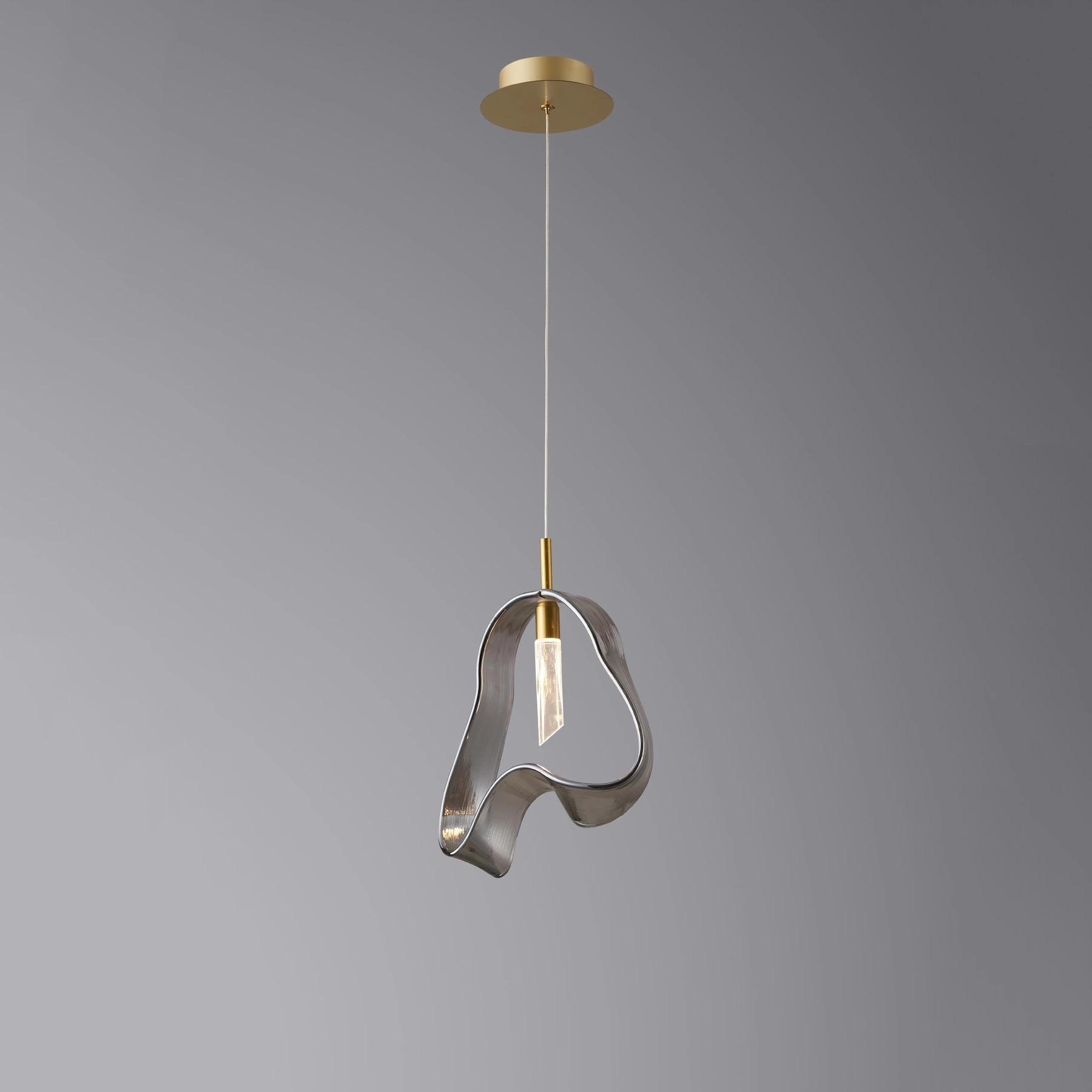 Pendant light 5515/1P Brushed brass Smoke glass