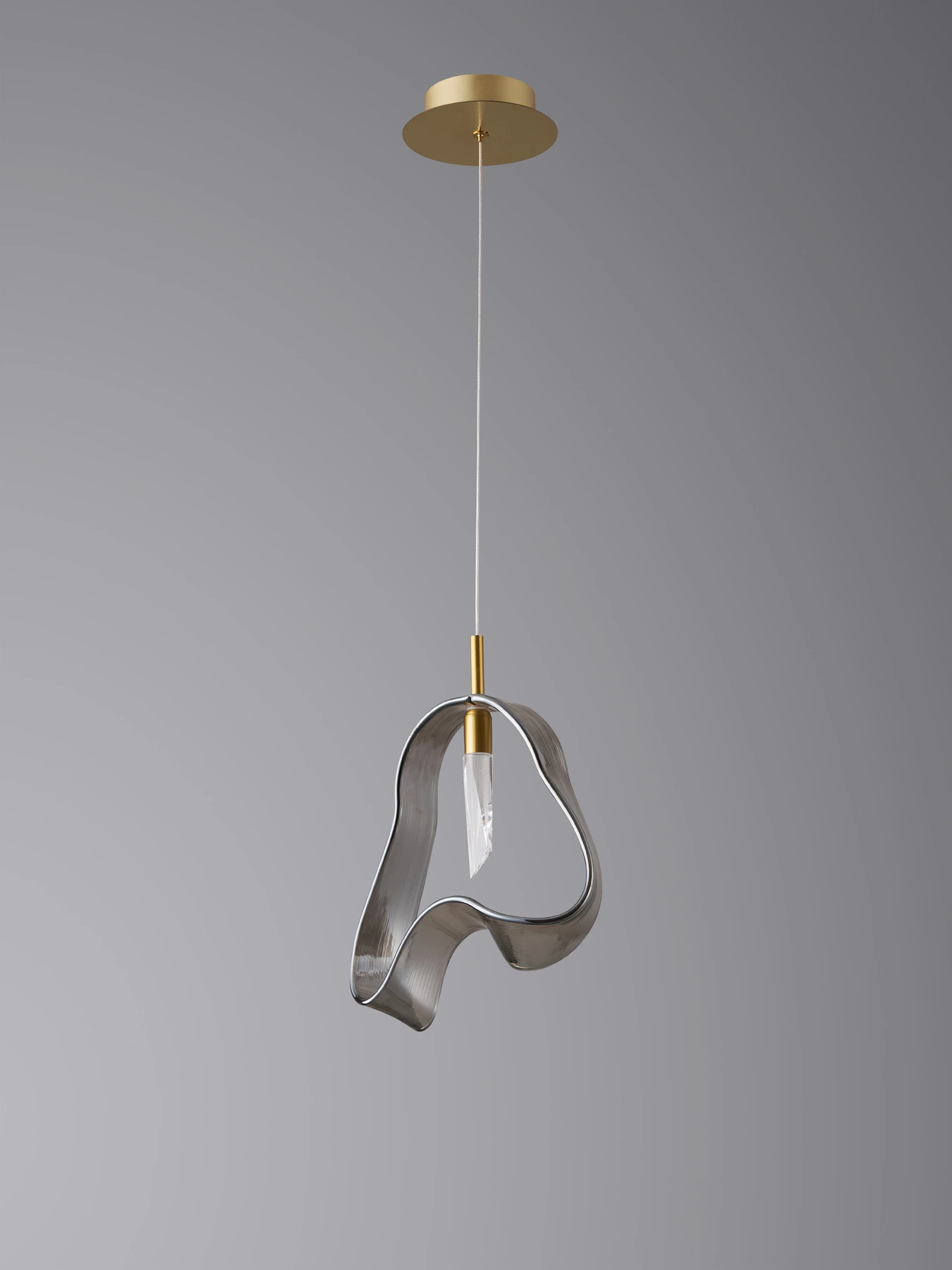 Pendant light 5515/1P Brushed brass Smoke glass. Photo 2
