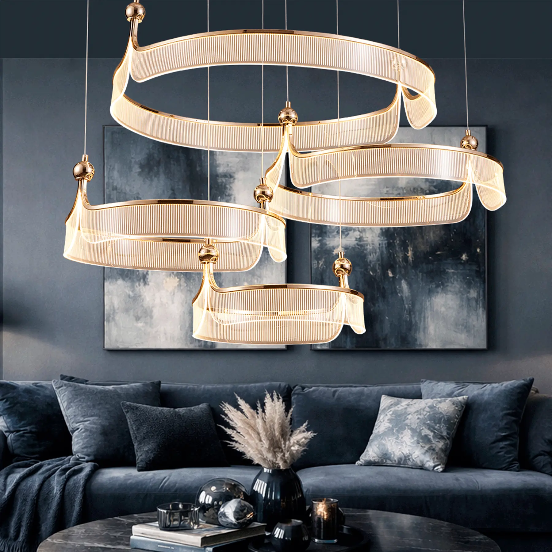 Chandelier 2041/80+ 60+50+ 40 F-gold. Photo 3